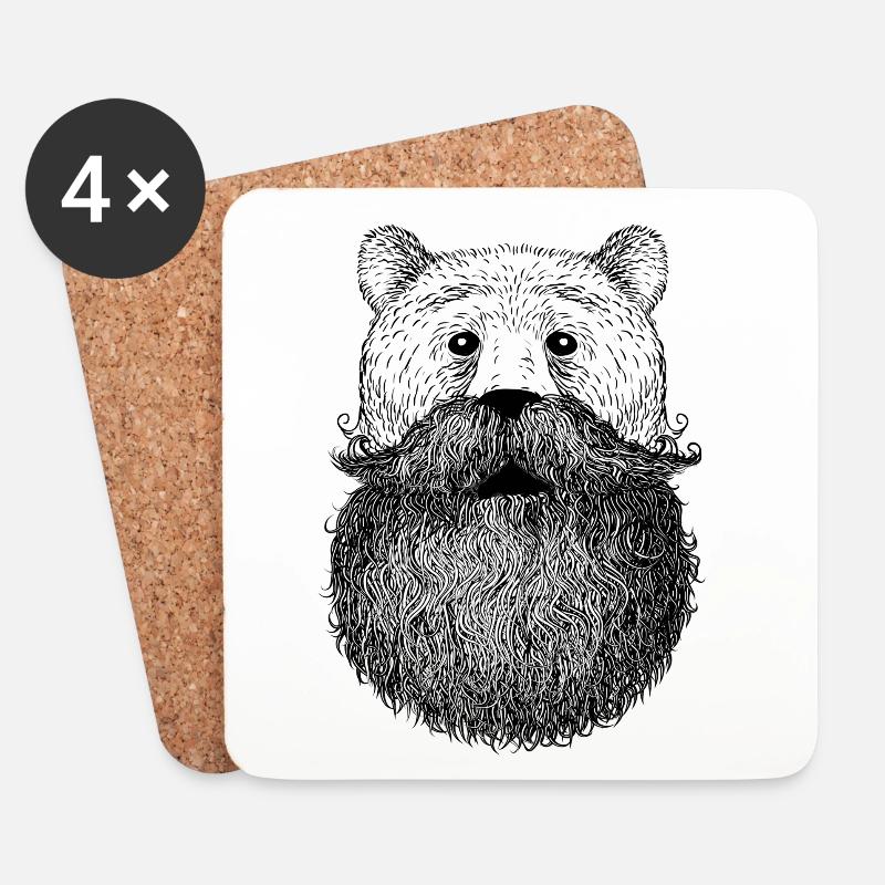 Bear or beard - Coasters (set of 4) - white
