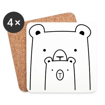 ours ours ours polaire ours brun I idée cadeau - Dessous de verre (lot de 4) - blanc - Devant