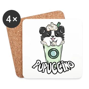 Hund Kaffe Cappuccino - Untersetzer (4er-Set) - Weiß - Vorne