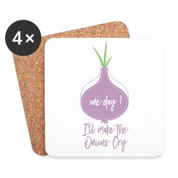 Onion Saying One Day I'll Make The Onions Cry - Coasters (set of 4) - white - Front