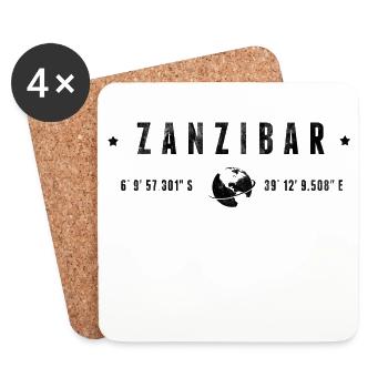 Zanzibar Coordonnées Géographiques Stylisées - Dessous de verre (lot de 4) - blanc - Devant