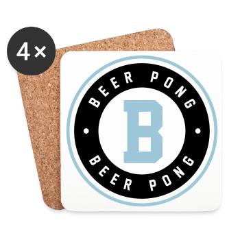 Beer Pong Badge Blue Logo - Coasters (set of 4) - white - Front