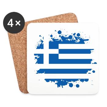 Grèce Taches / Cadeau Athènes Drapeau Greece - Dessous de verre (lot de 4) - blanc - Devant