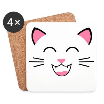 Grinsekatze Katze Kätzchen Katzenbaby Miau - Untersetzer (4er-Set) - Weiß - Vorne