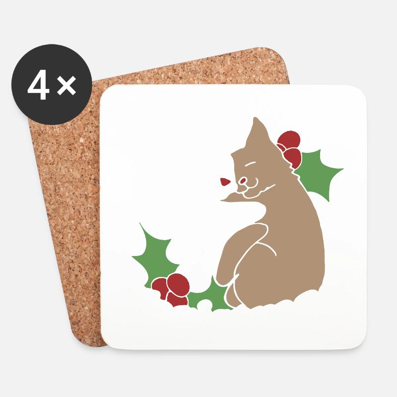 Meowy Weihnachtshemd - Untersetzer (4er-Set) - Weiß