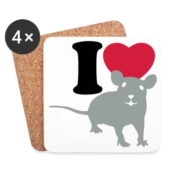 I love rats - Ich liebe Ratten - Untersetzer (4er-Set) - Weiß - Vorne