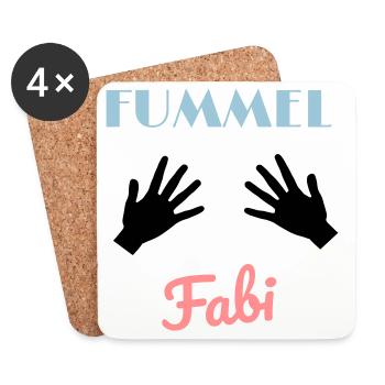 Fummel Fabi Funny Saying Design Hands Humor - Coasters (set of 4) - white - Front