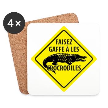 Signe Avertissement Crocodiles - Dessous de verre (lot de 4) - blanc - Devant