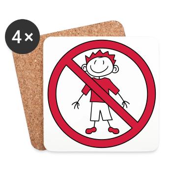 forbidden sign zone no child painted scribble com - Coasters (set of 4) - white - Front