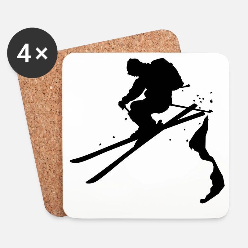 Ski freerider - Untersetzer (4er-Set) - Weiß