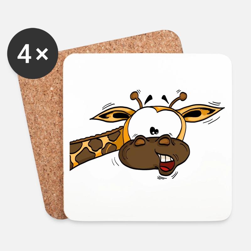 Lustige verwirrte Giraffe mit Glubschaugen - Untersetzer (4er-Set) - Weiß