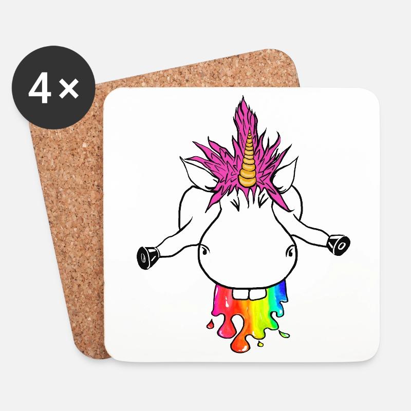 Regenbogen Einhorn Farbklecks Regenbogenkotze - Untersetzer (4er-Set) - Weiß