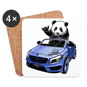 panda im auto geschenkidee - Untersetzer (4er-Set) - Weiß - Vorne
