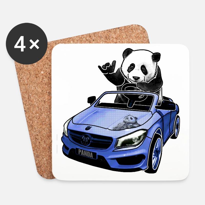 panda im auto geschenkidee - Untersetzer (4er-Set) - Weiß