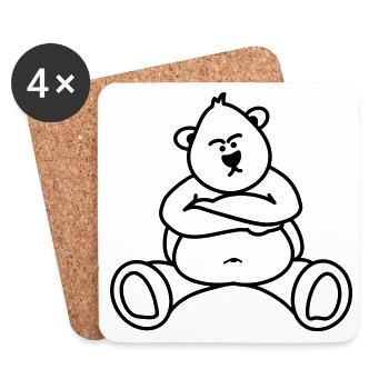 Beleidigter Bär / Bear [v1 1c] - Untersetzer (4er-Set) - Weiß - Vorne