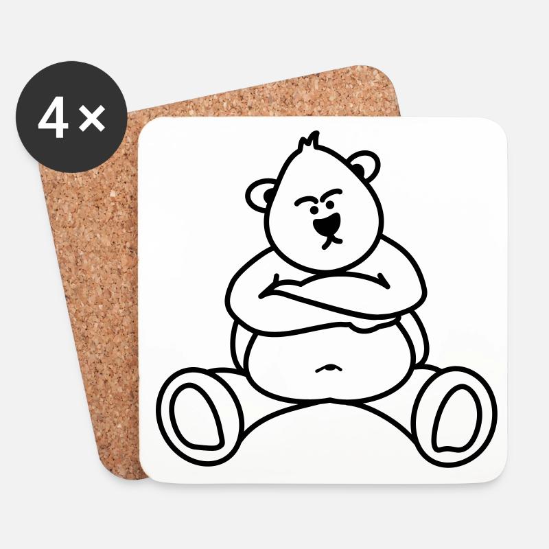 Evil Bear / Teddy pouts - Coasters (set of 4) - white