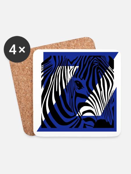 Zebra-Mix - Untersetzer (4er-Set) - Weiß