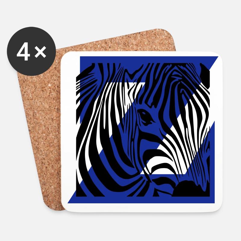 Zebra-Mix - Untersetzer (4er-Set) - Weiß