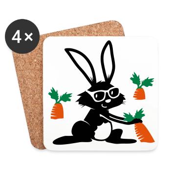 Le lapin tire une carotte de terre - Dessous de verre (lot de 4) - blanc - Devant