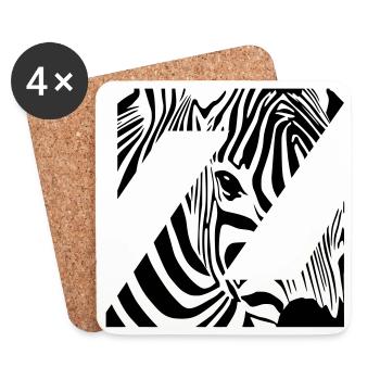 Zebra Mix Mono Black - Untersetzer (4er-Set) - Weiß - Vorne