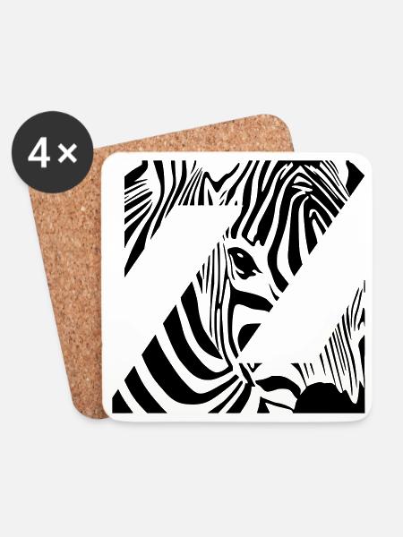 Zebra Mix Mono Black - Coasters (set of 4) - white
