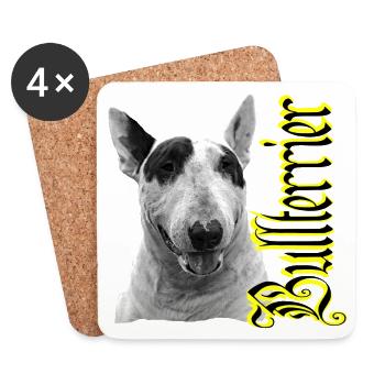 Bull Terrier, Bulldog, Bulldog, head, Terrier, - Coasters (set of 4) - white - Front