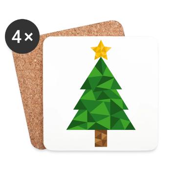 Weihnachtsbaum Polygon Christbaum Weihnachten Xmas - Untersetzer (4er-Set) - Weiß - Vorne