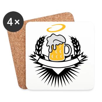 beer in a beer mug with ears of wheat and halo - Coasters (set of 4) - white - Front
