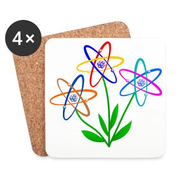 flower power, atom, atomic nucleus, flowers nuclear energy - Coasters (set of 4) - white - Front