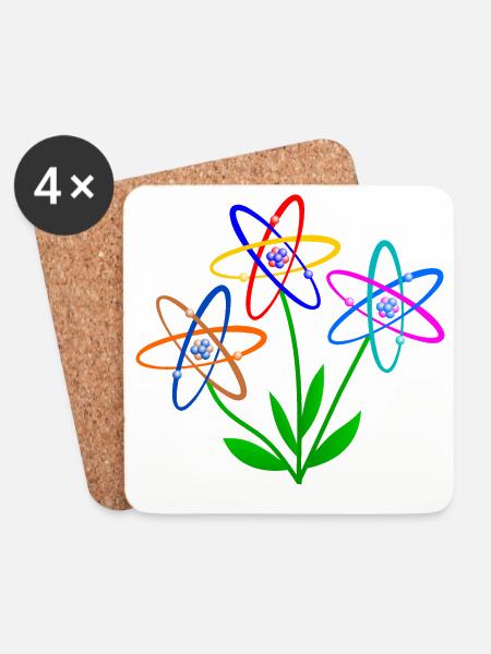 flower power, Atom, Atomkern, Blumen Atomenergie - Untersetzer (4er-Set) - Weiß