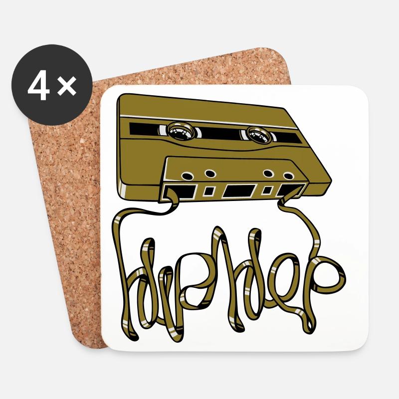 Hip-Hop-Kassette - Untersetzer (4er-Set) - Weiß