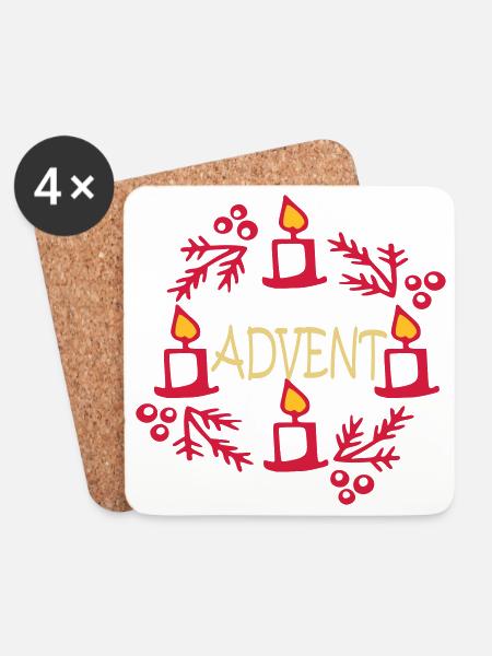 Advent - Untersetzer (4er-Set) - Weiß