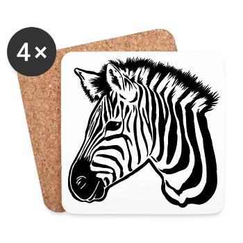 zèbre noir - Dessous de verre (lot de 4) - blanc - Devant