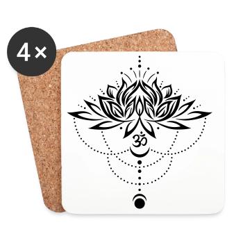 Lotus lotus flower om symbol moon yoga - Coasters (set of 4) - white - Front