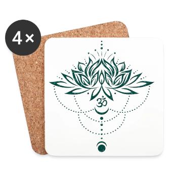 Lotus lotus flower om symbol moon yoga - Coasters (set of 4) - white - Front