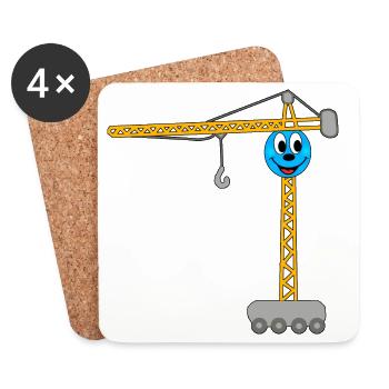 Grue pour enfants, grutier, chantier de construction - Dessous de verre (lot de 4) - blanc - Devant