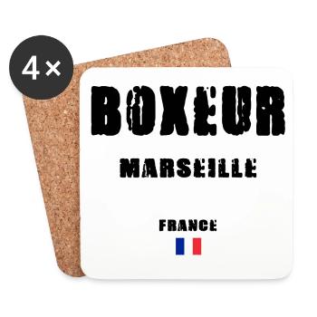 BOXEUR MARSEILLE - Dessous de verre (lot de 4) - blanc - Devant