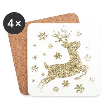 paillettes d'or de cerf - Dessous de verre (lot de 4) - blanc - Devant