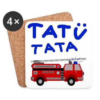 Feuerwehr tatütata Feuerwehrauto Kinder Spielzeug - Untersetzer (4er-Set) - Weiß - Vorne