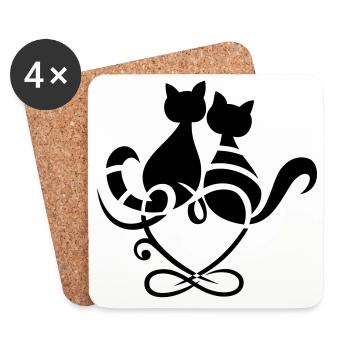 Katzen Herz Infinity Symbol Valentinstag Liebe - Untersetzer (4er-Set) - Weiß - Vorne