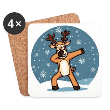 Sweet Dab Dabbing Reindeer Dancing Christmas Xmas - Coasters (set of 4) - white - Front