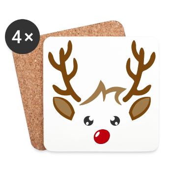 Cute reindeer boy face Christmas Xmas - Coasters (set of 4) - white - Front