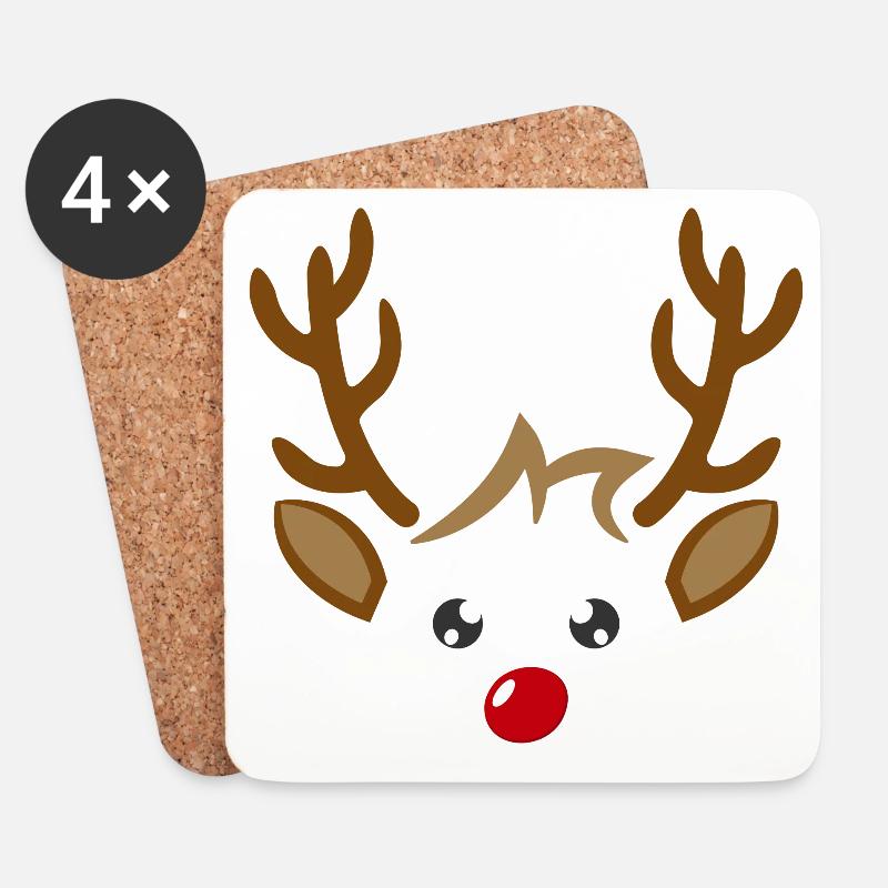 Süßes Rentier Junge Gesicht Weihnachten Xmas - Untersetzer (4er-Set) - Weiß