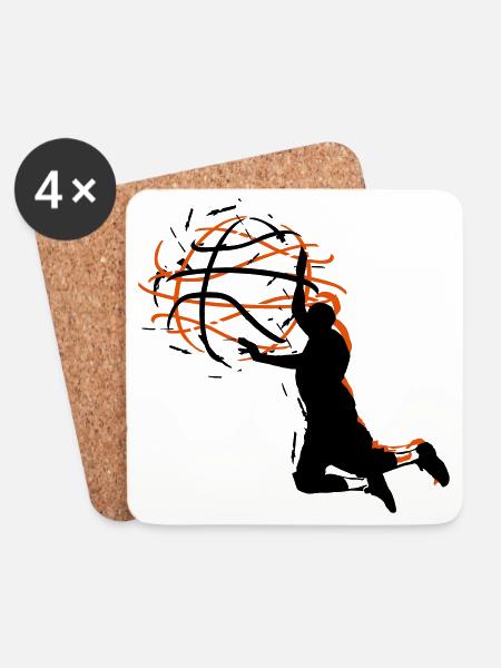 basketball - Dessous de verre (lot de 4) - blanc