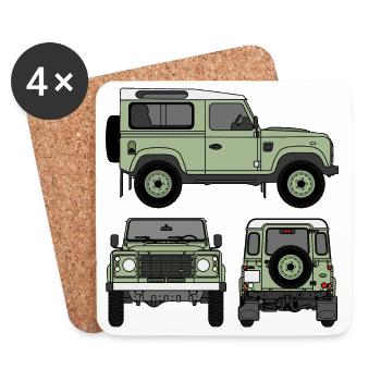 Defender 90 - Sides - Coasters (set of 4) - white - Front