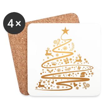 Xmas Tree Gold - Coasters (set of 4) - white - Front