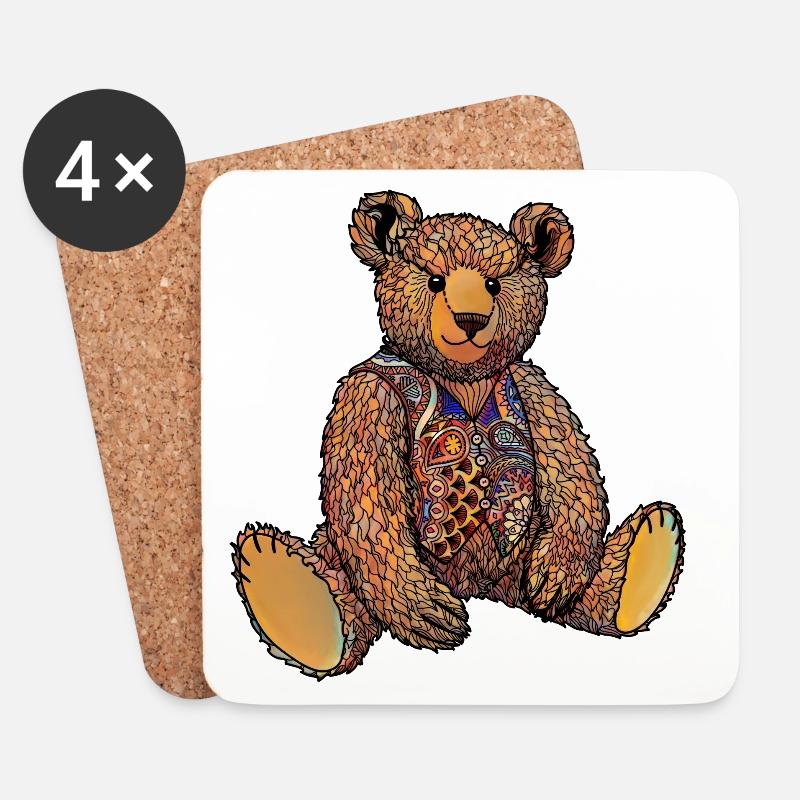 Watercolour Ted - Coasters (set of 4) - white