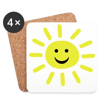 Smiley Summer Sun - Dessous de verre (lot de 4) - blanc - Devant