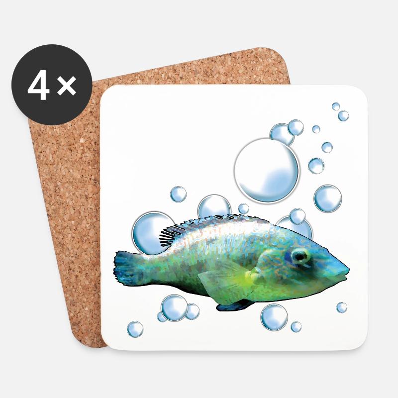 Buntes Aquarienfisch Motiv - Untersetzer (4er-Set) - Weiß