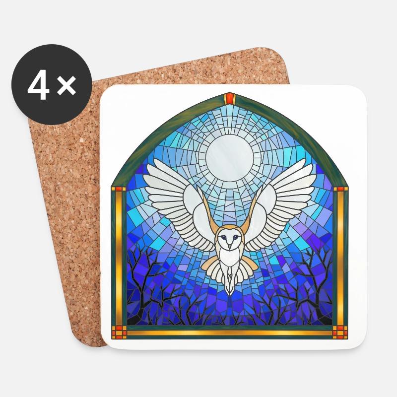 Owl and Moon - Coasters (set of 4) - white